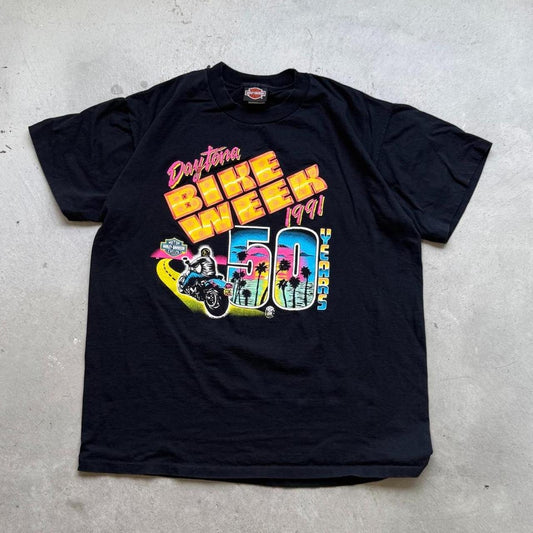 Vintage 1991 Daytona Bike Week Harley Davidson Motorcycles T-Shirt - XX-Large
