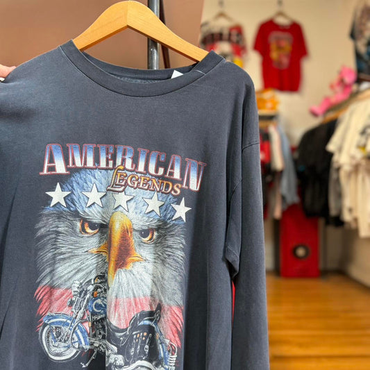 Vintage 90s Sturgis Black Hills Rally Eagle Flame Skull T-Shirt