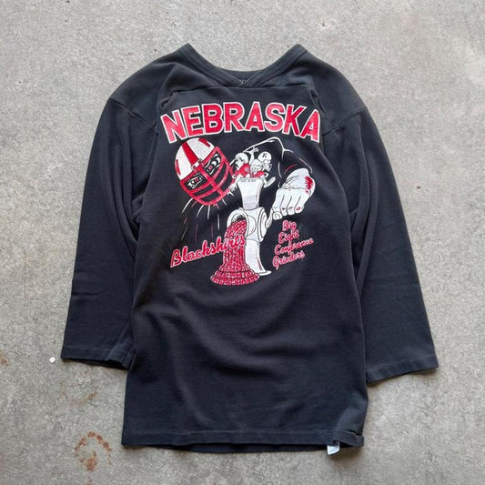 Vintage 80s Nebraska Blackshirts Meat Grinder T-Shirt - Small