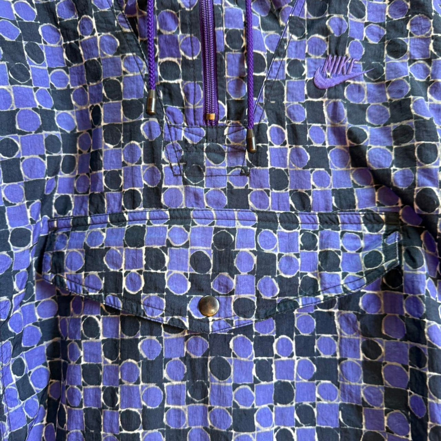 Vintage 90s Nike Swoosh Check Patterned Windbreaker Jacket - Medium