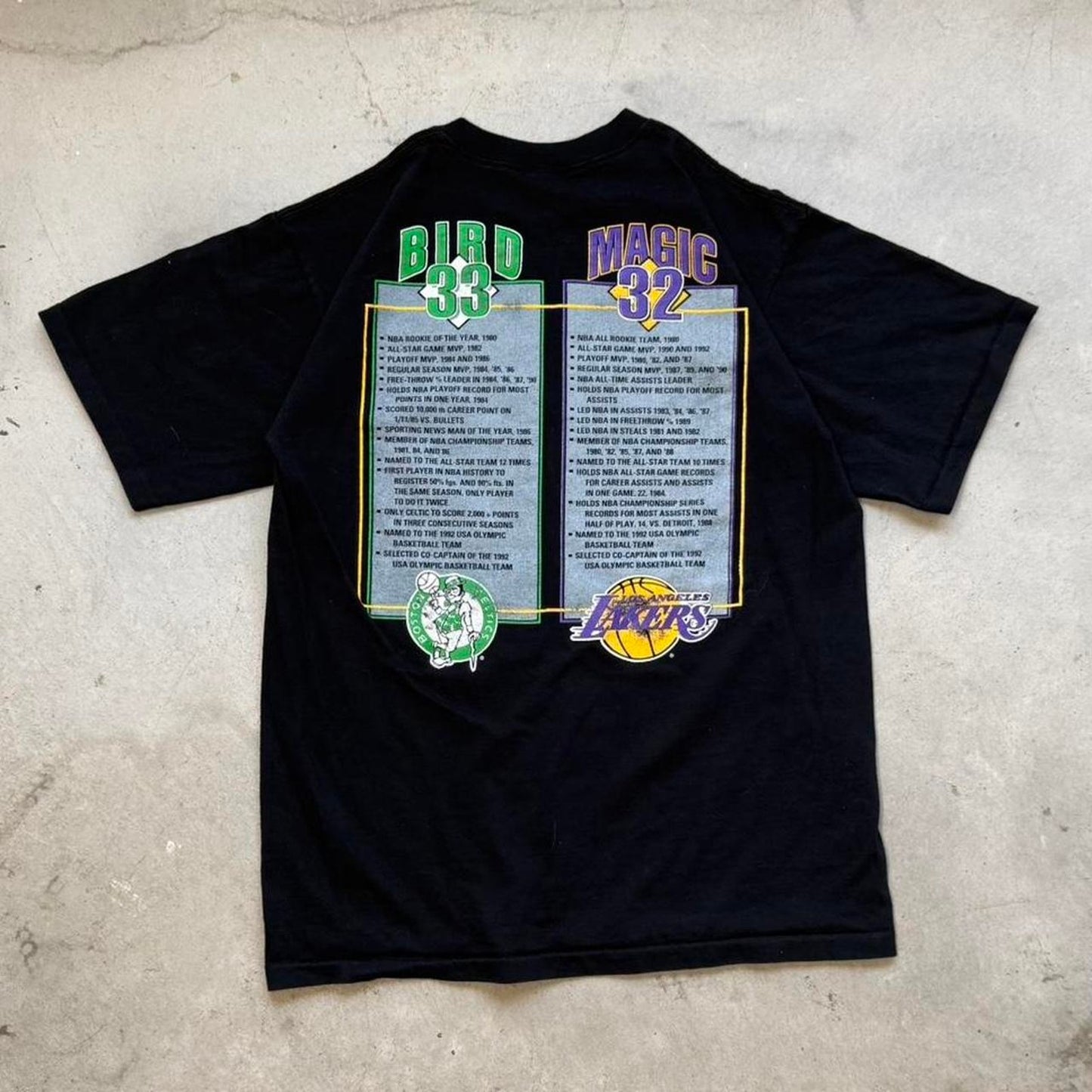 Vintage 90s Salem Sportswear Larry Bird and Magic Johnson Olympics T-Shirt - Large
