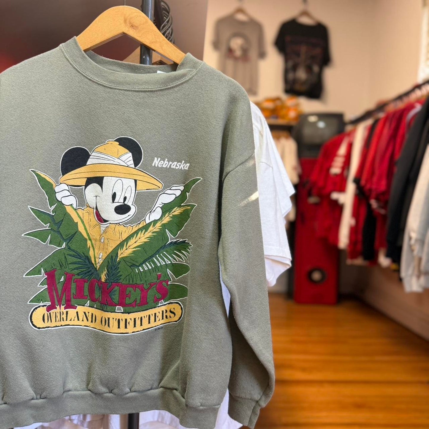 Vintage 90s Disney Mickey Mouse Safari Nebraska Crewneck - Large