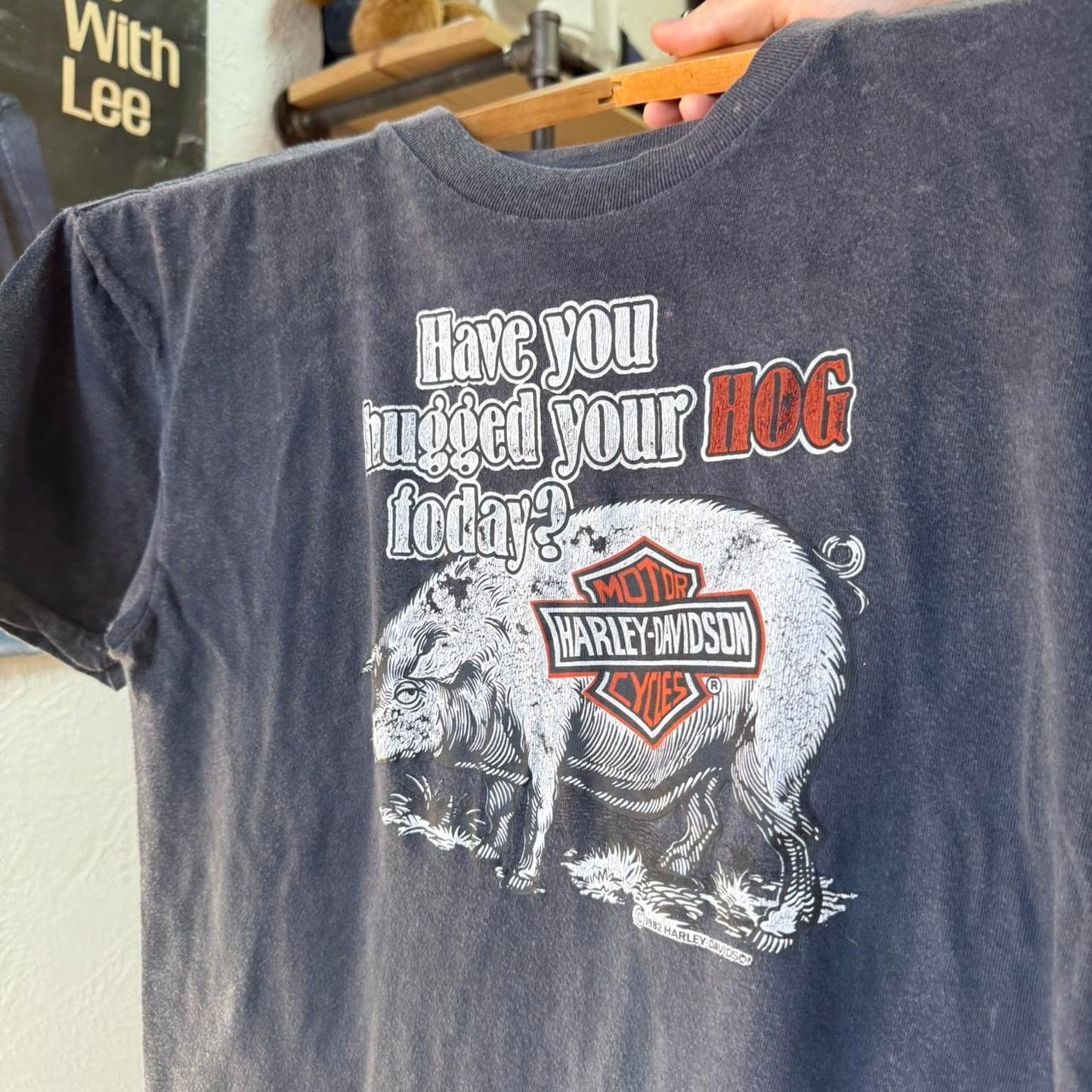 Vintage 80s 3D Emblem Have You Hugged Your Hog Today Stanley Desantis T-Shirt - Medium