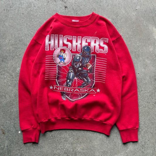 Vintage 90s Nebraska Huskers Lightning Soldier Crewneck - Large