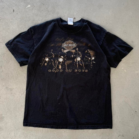 Vintage Y2K Harley Davidson Motorcycle Biker Pocket T-Shirt - Large