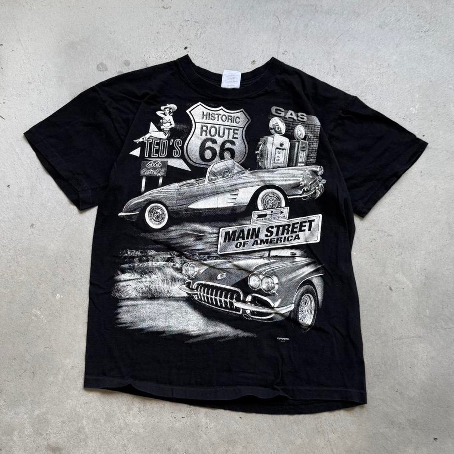 Vintage 90s Route 66 Car All Over Print T-Shirt - X-Large