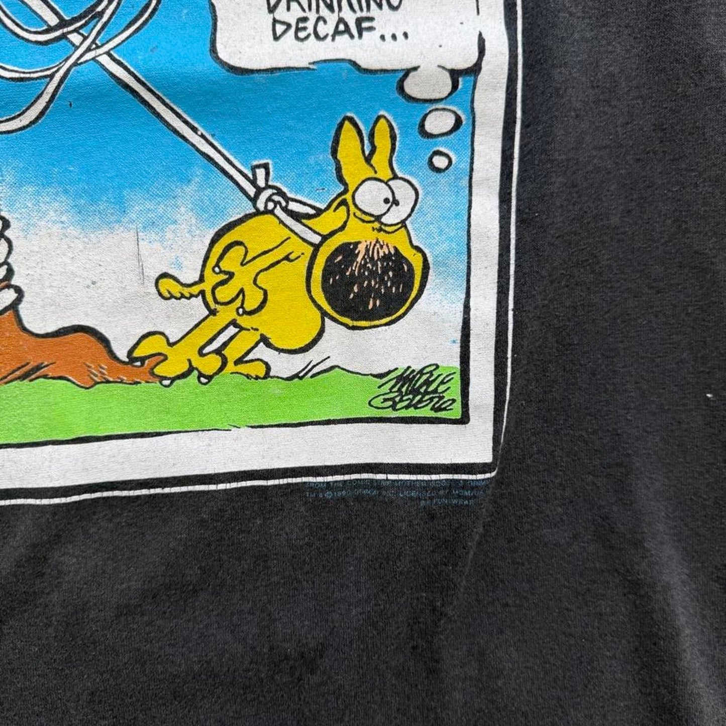 Vintage 90s Start Drinking Decaf Cartoon Comic T-Shirt - Large