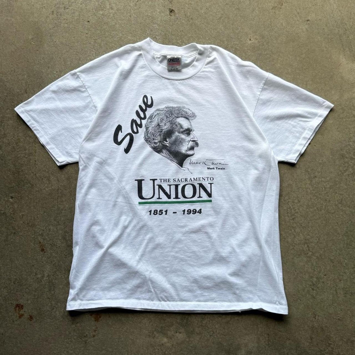 Vintage 90s Save the Union Mark Twain Art T-Shirt - X-Large