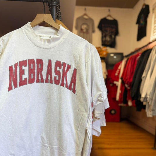 Vintage 90s Nebraska Huskers Spell Out Sleeve T-Shirt - Large