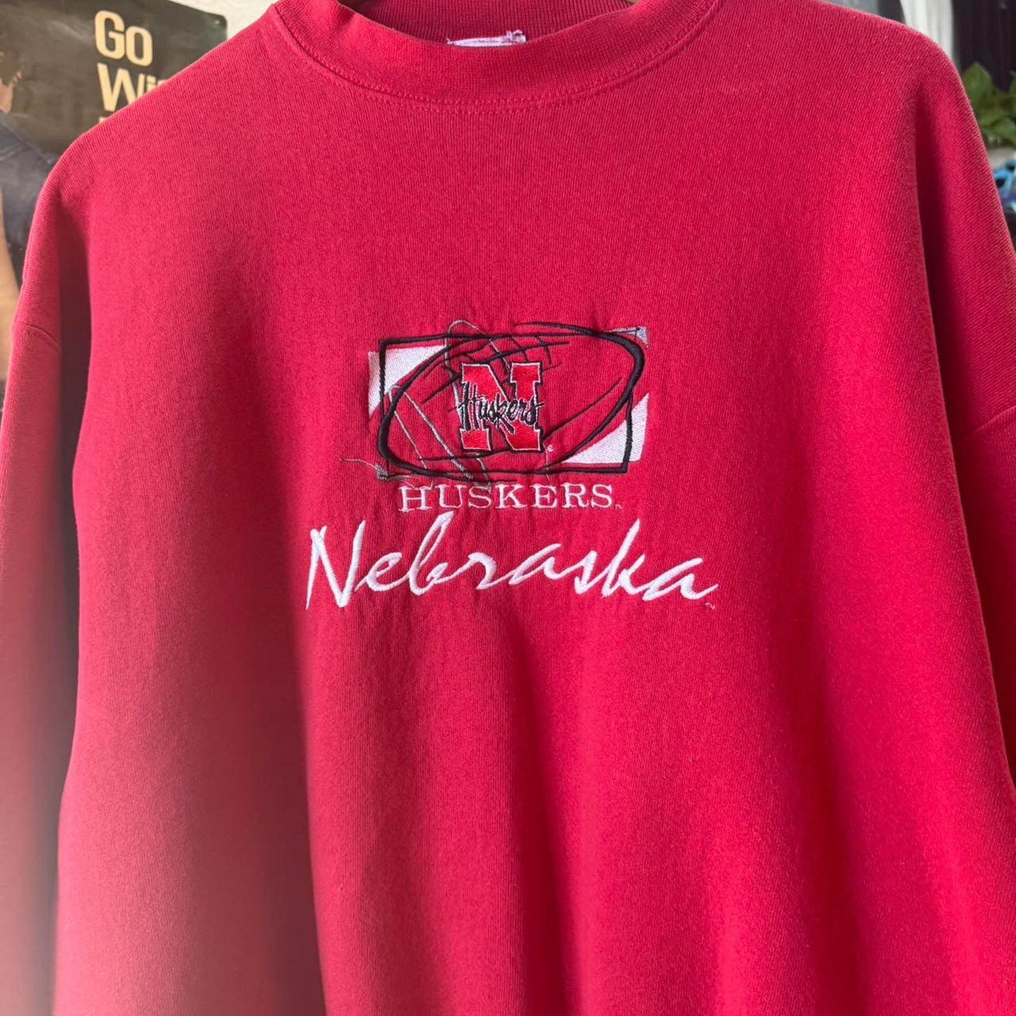 Vintage 90s Nebraska Huskers Embroidered Crewneck - X-Large