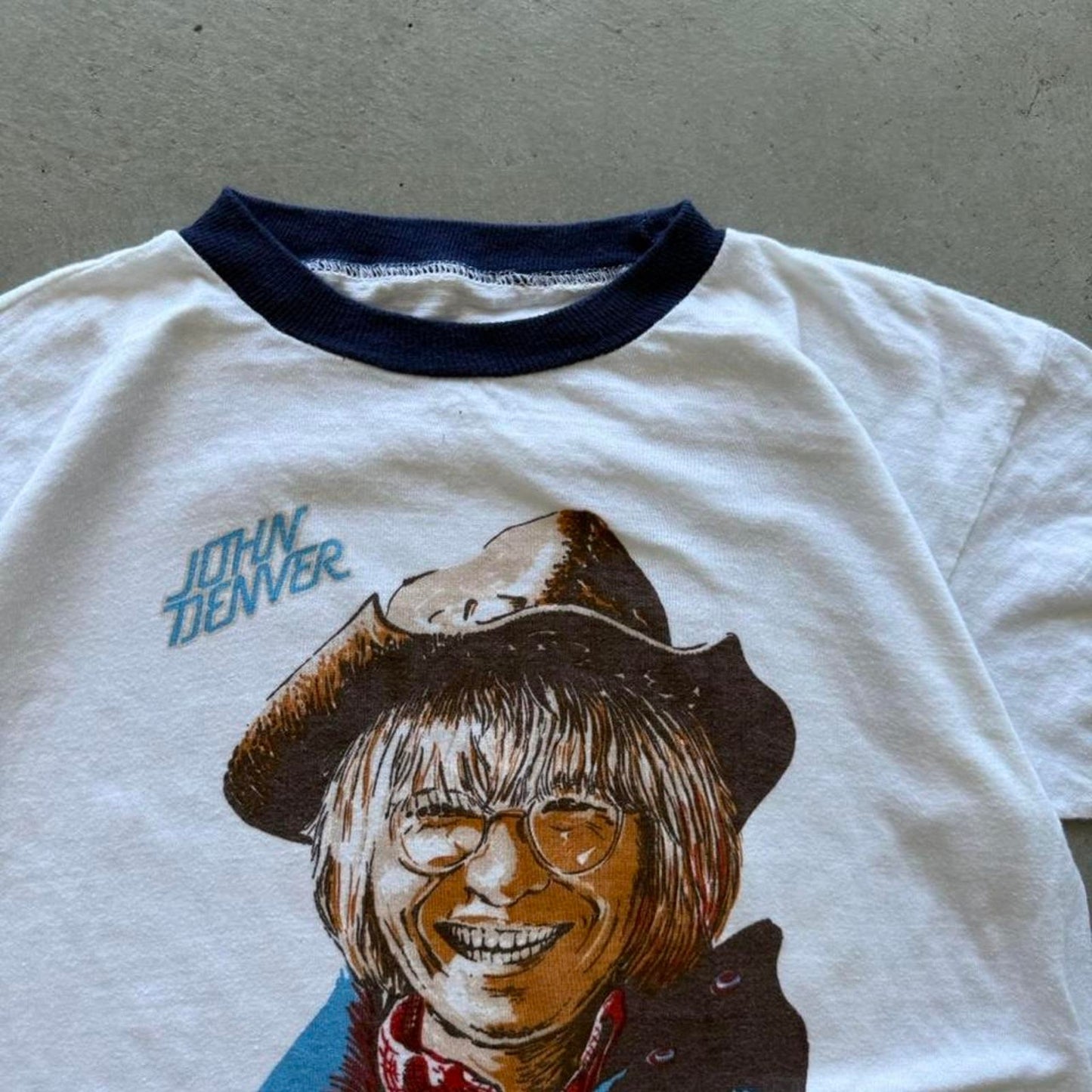 Vintage 80s John Denver Ringer Band T-Shirt - Large