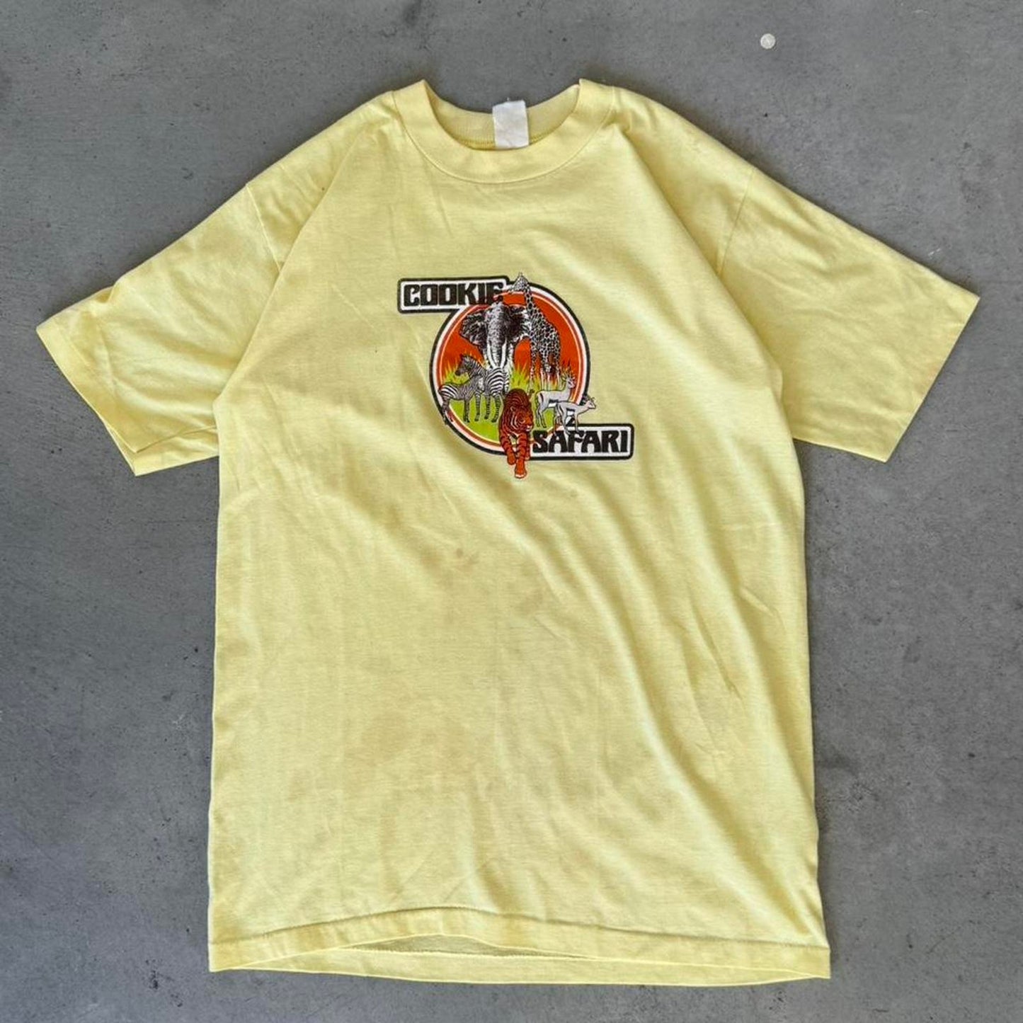 Vintage 80s Cookie Safari Animal Zebra Distressed T-Shirt - Large