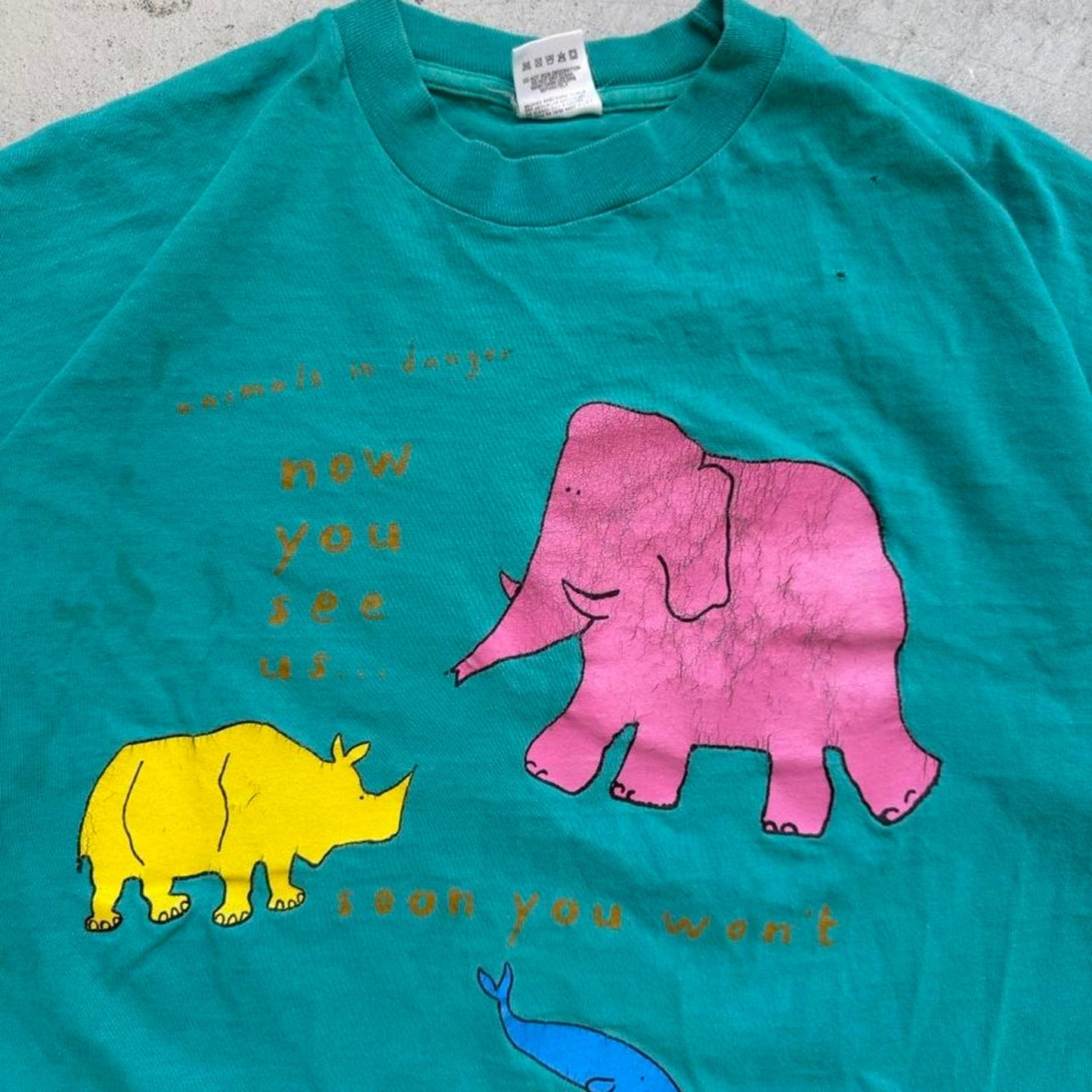 Vintage 90s Endangered Animals Cartoon T-Shirt - X-Large