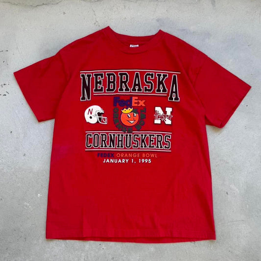 Vintage 1995 Nebraska Cornhuskers FedEx Orange Bowl T-Shirt - Large