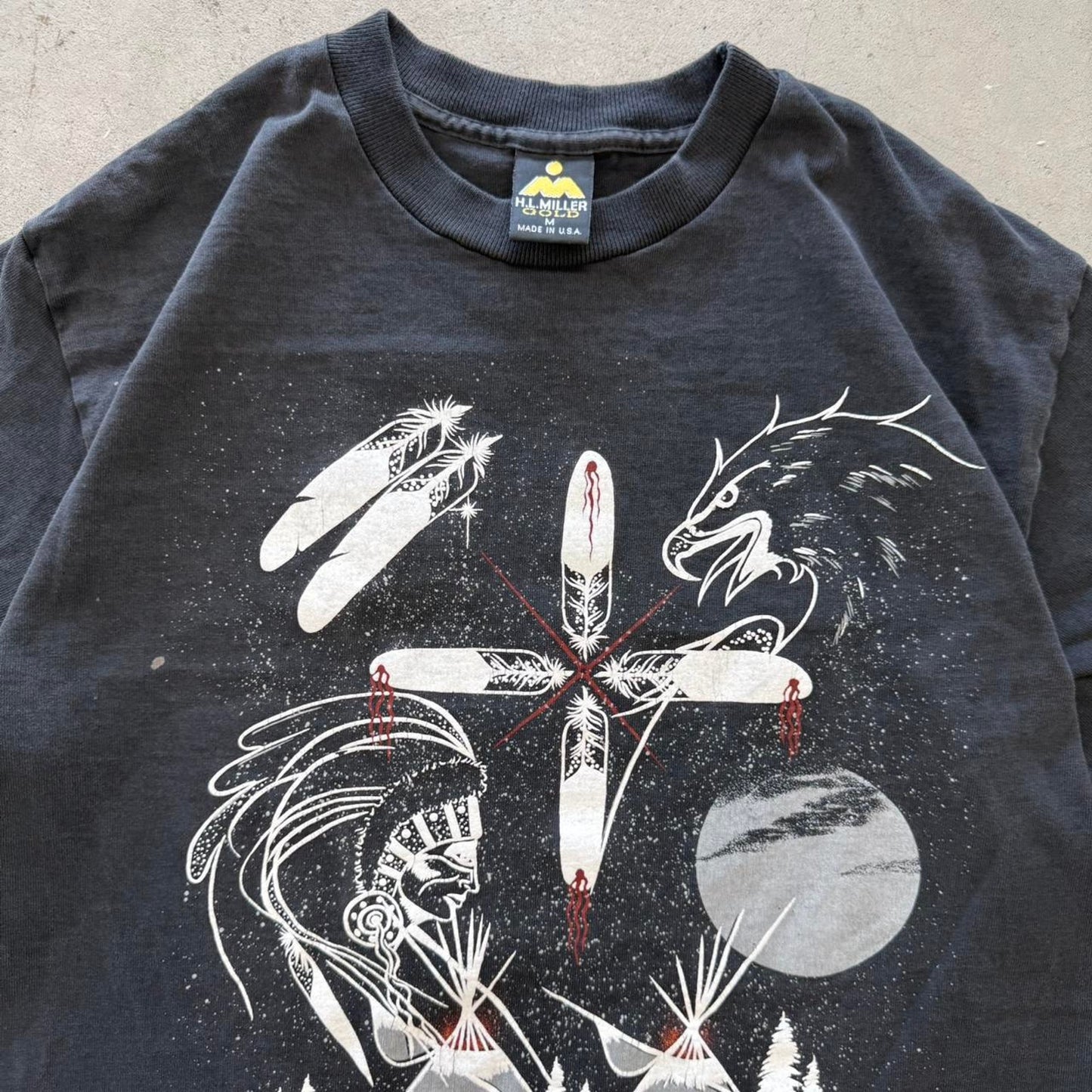Vintage 80s Native American Art Eagle Nature T-Shirt - Medium