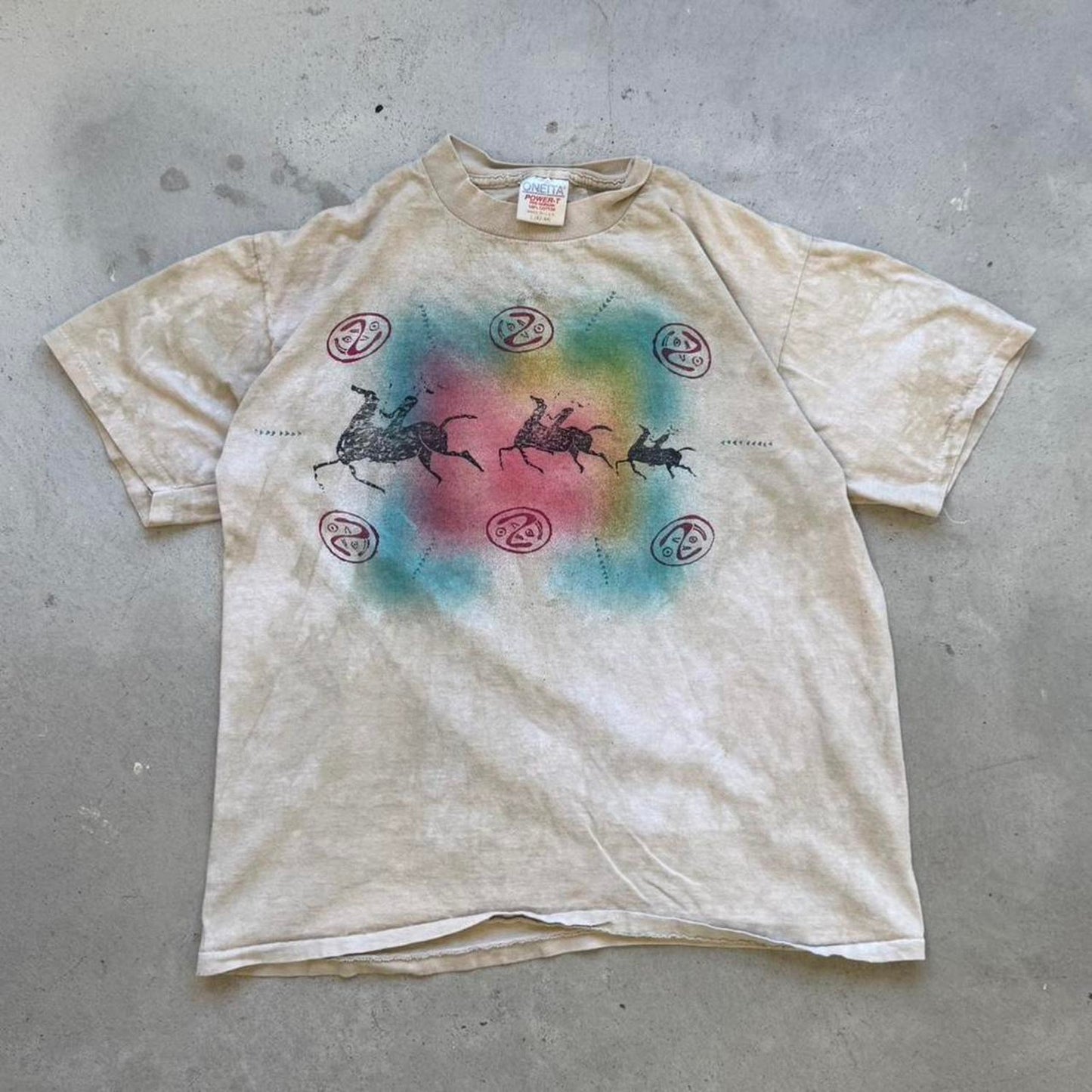Vintage 90s Native American Horse Art T-Shirt - Large
