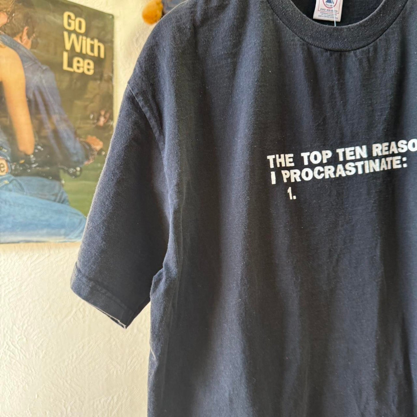 Vintage Top Ten Reasons I Procrastinate Text Humor T-Shirt - Large