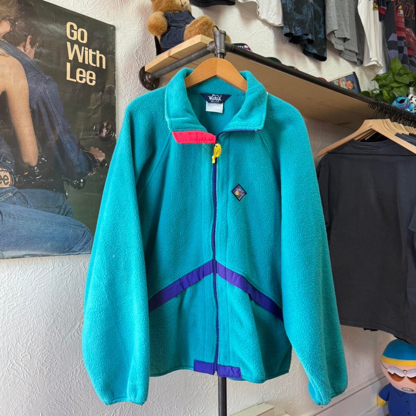 Vintage 90s Woolrich Skiing Zip Up Fleece Jacket - Large