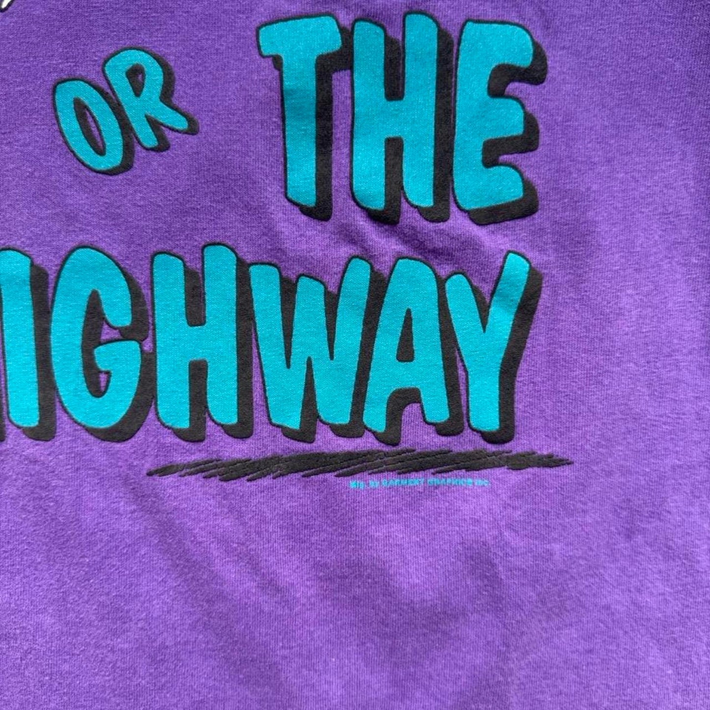 Vintage 90s Garfield My Way or the Highway Cartoon T-Shirt - X-Large