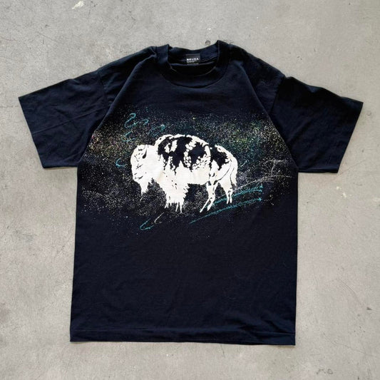 Vintage 90s Buffalo Bison Animal Art Style T-Shirt - Large