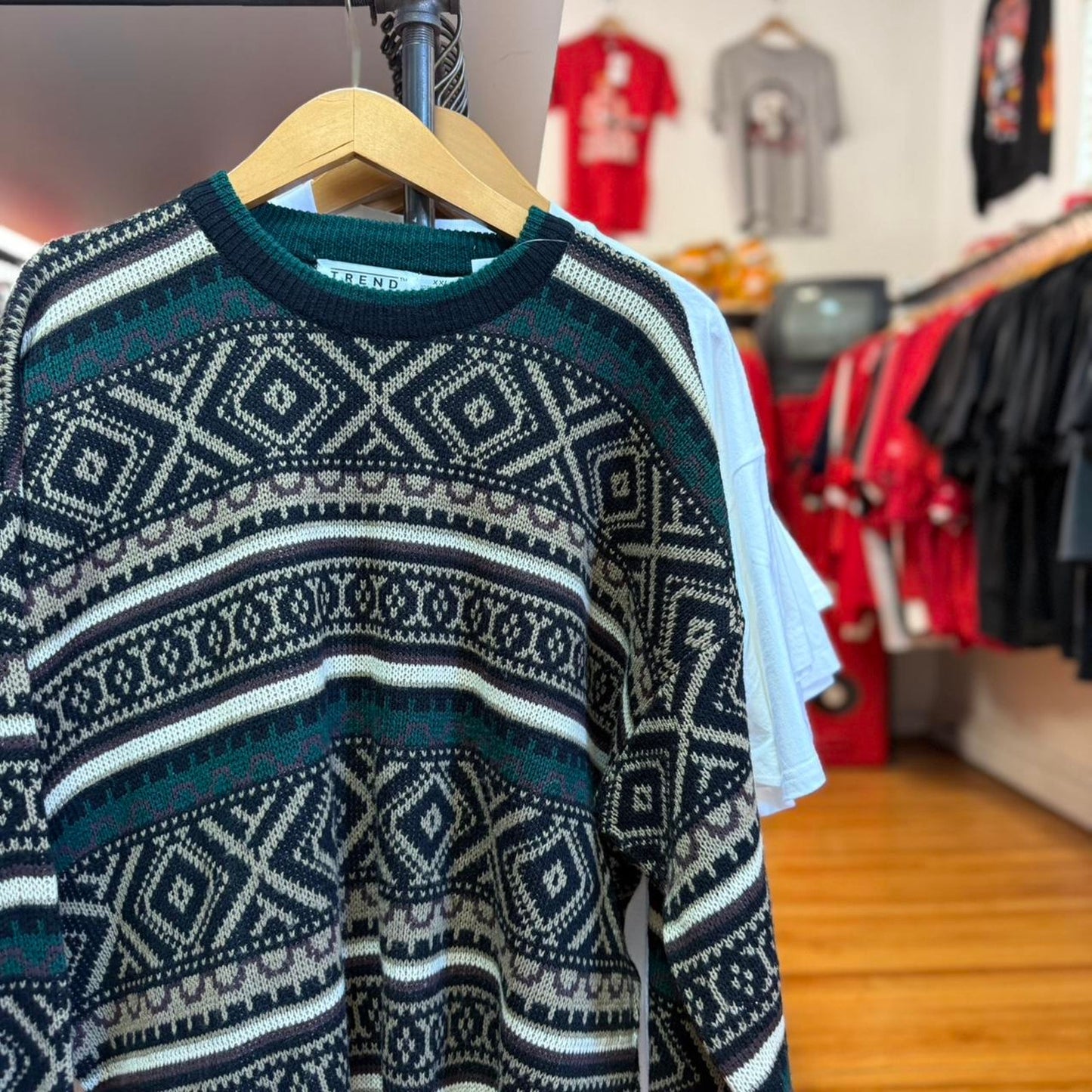 Vintage 90s Patterned Knit Sweater - XX-Large