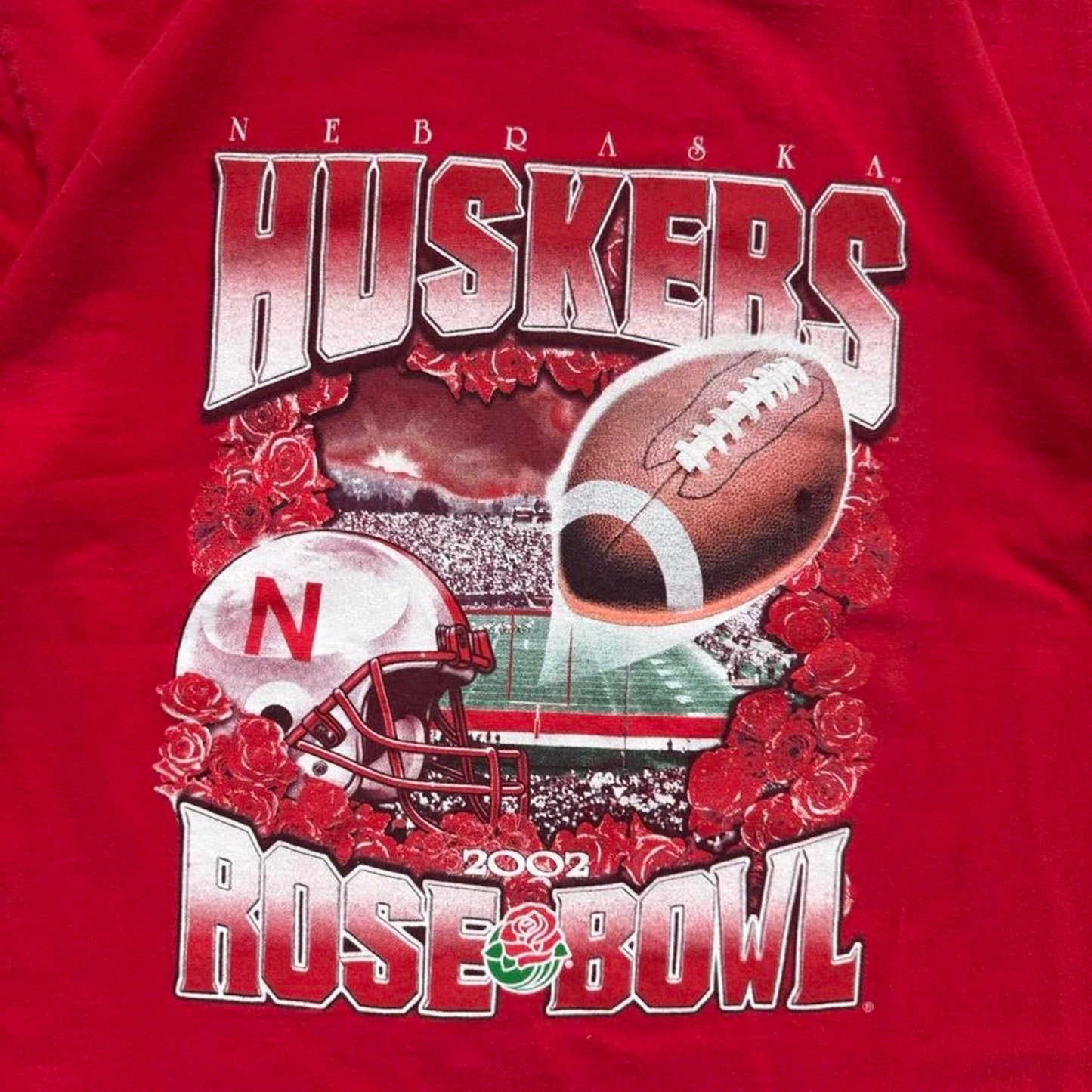 Vintage 2002 Nebraska Huskers Rose Bowl T-Shirt - Large
