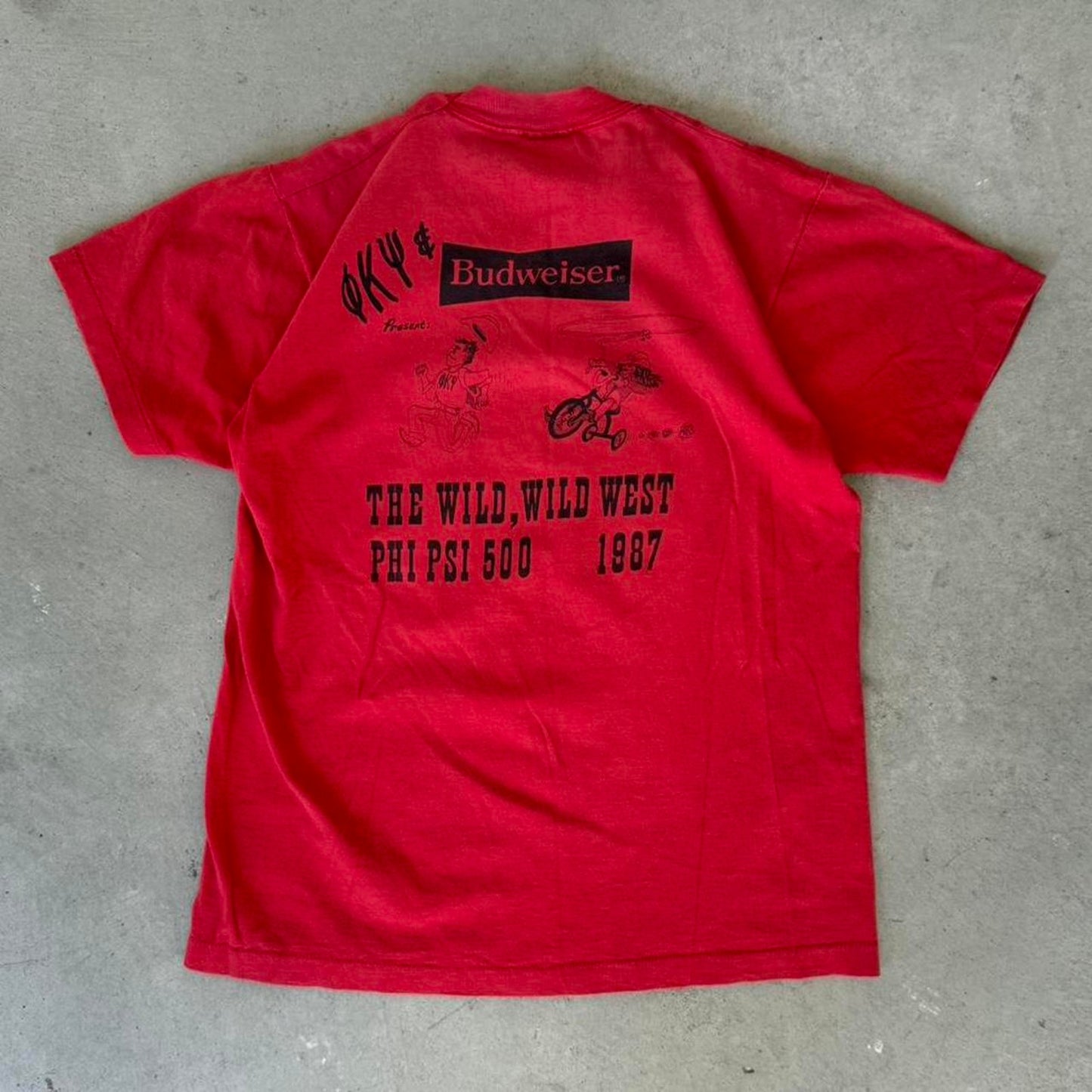 Vintage 1987 Budweiser Wild West Phi Psi Beer T-Shirt - Large