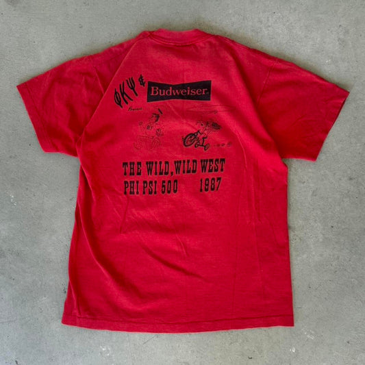 Vintage 1987 Budweiser Wild West Phi Psi Beer T-Shirt - Large