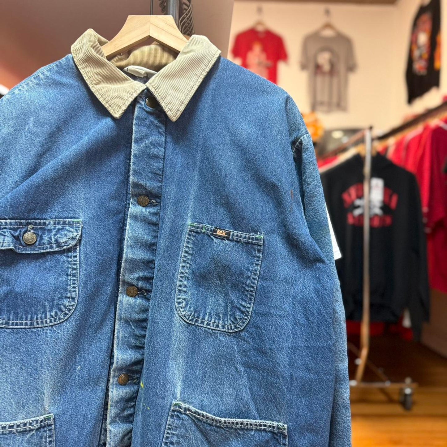 Vintage 80s Key Imperial Paint Splatter Chore Jacket - X-Large