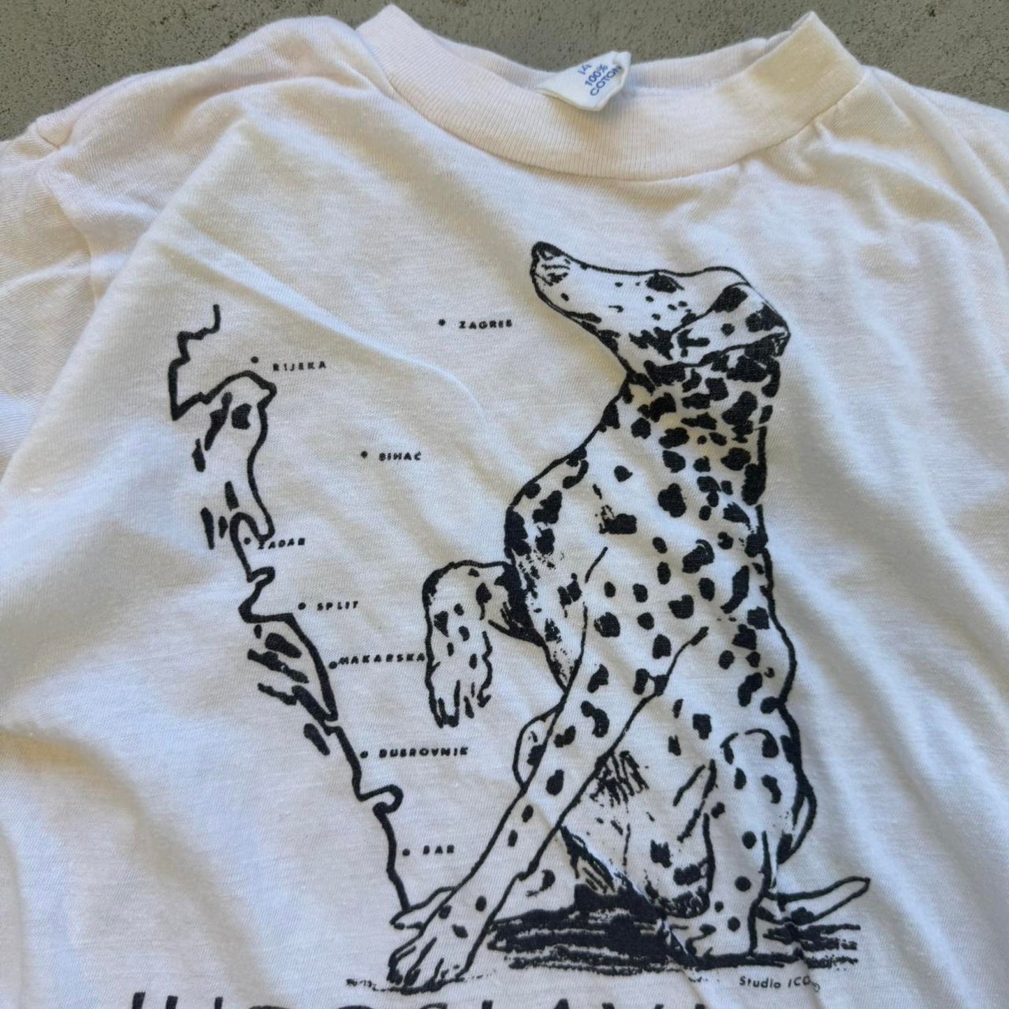 Vintage 80s Yugoslavia Dalmatian Dog T-Shirt - Kids Medium
