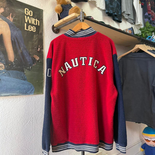 Vintage 90s Nautical Spell Out Fleece Jacket - X-Large