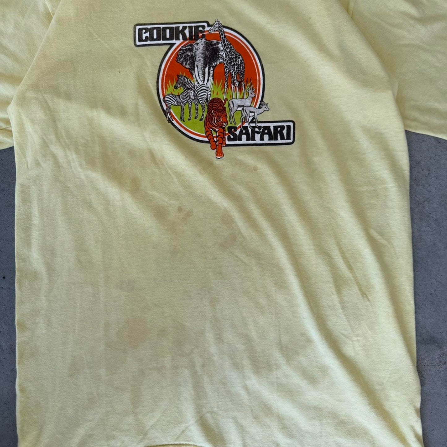 Vintage 80s Cookie Safari Animal Zebra Distressed T-Shirt - Large