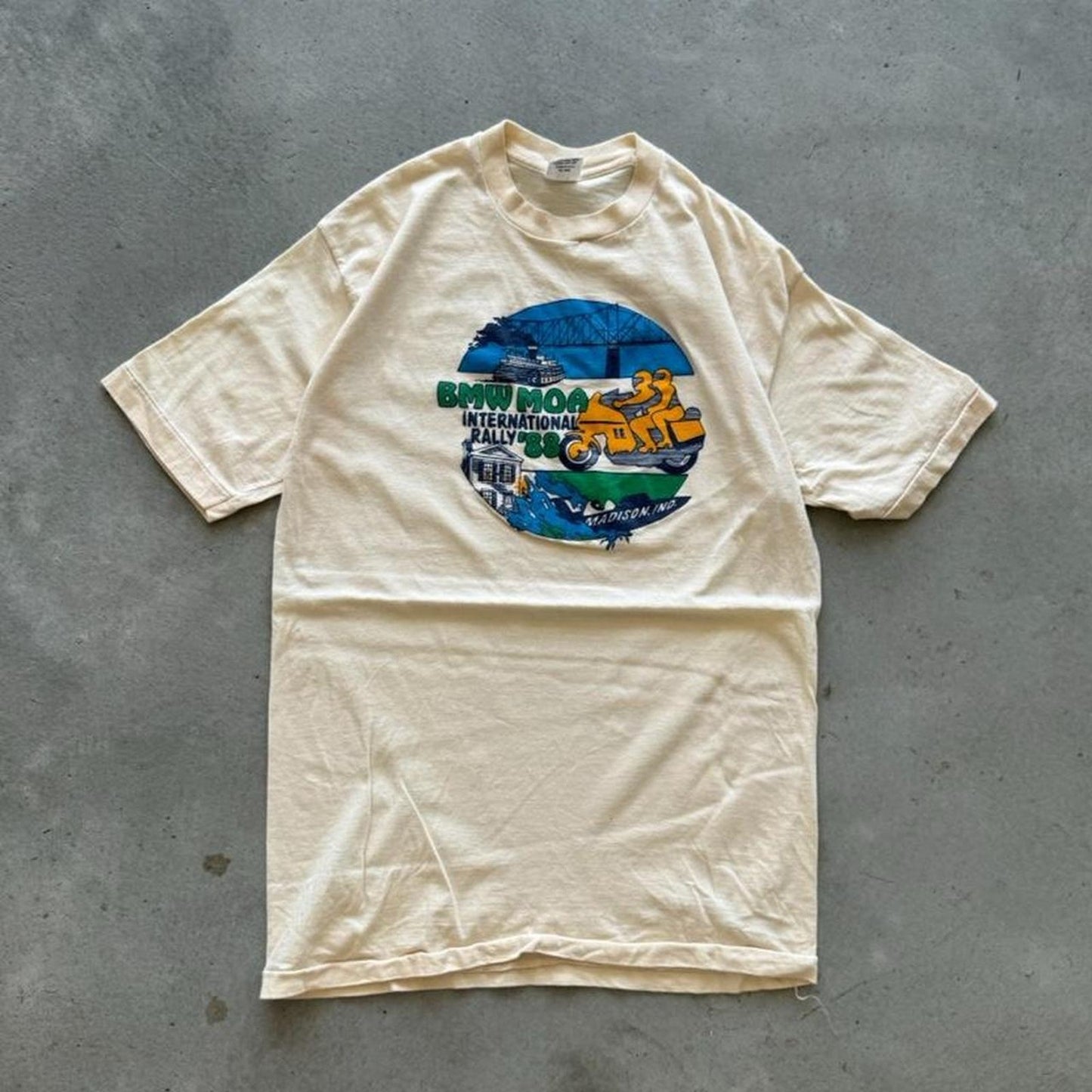 Vintage 1988 BMW MOA International Rally Biker T-Shirt - X-Large