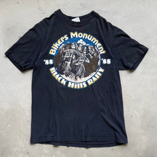 Vintage 1988 Black Hills Rally Bikers Monument Motorcycle T-Shirt - Large