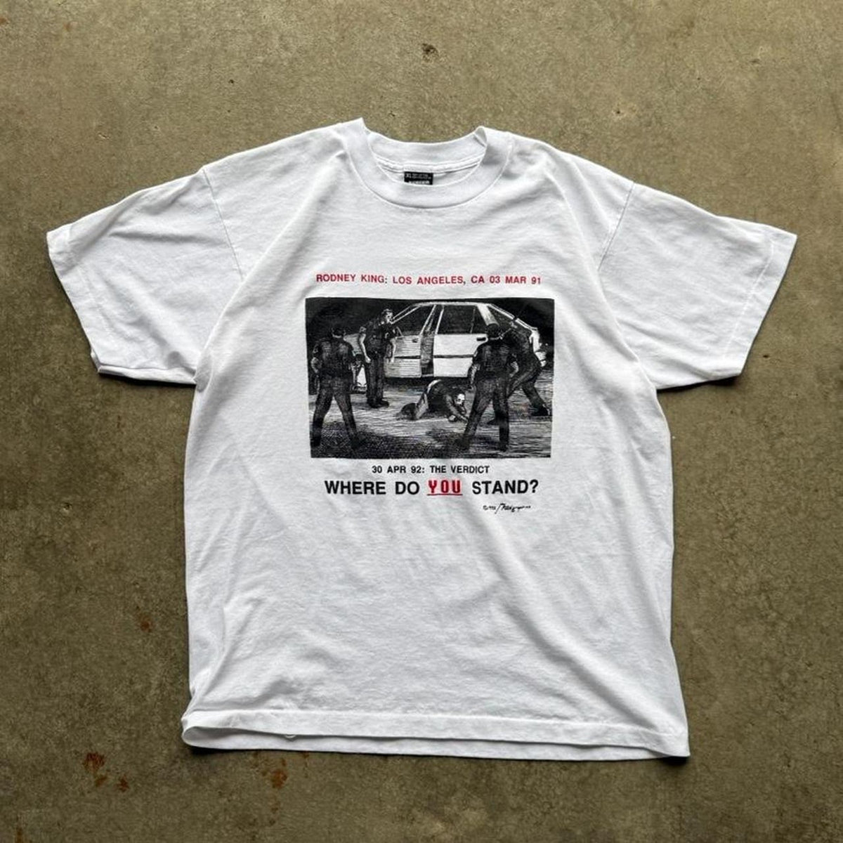 Vintage 90s Rodney King LA Riots Political Activist T-Shirt - X-Large