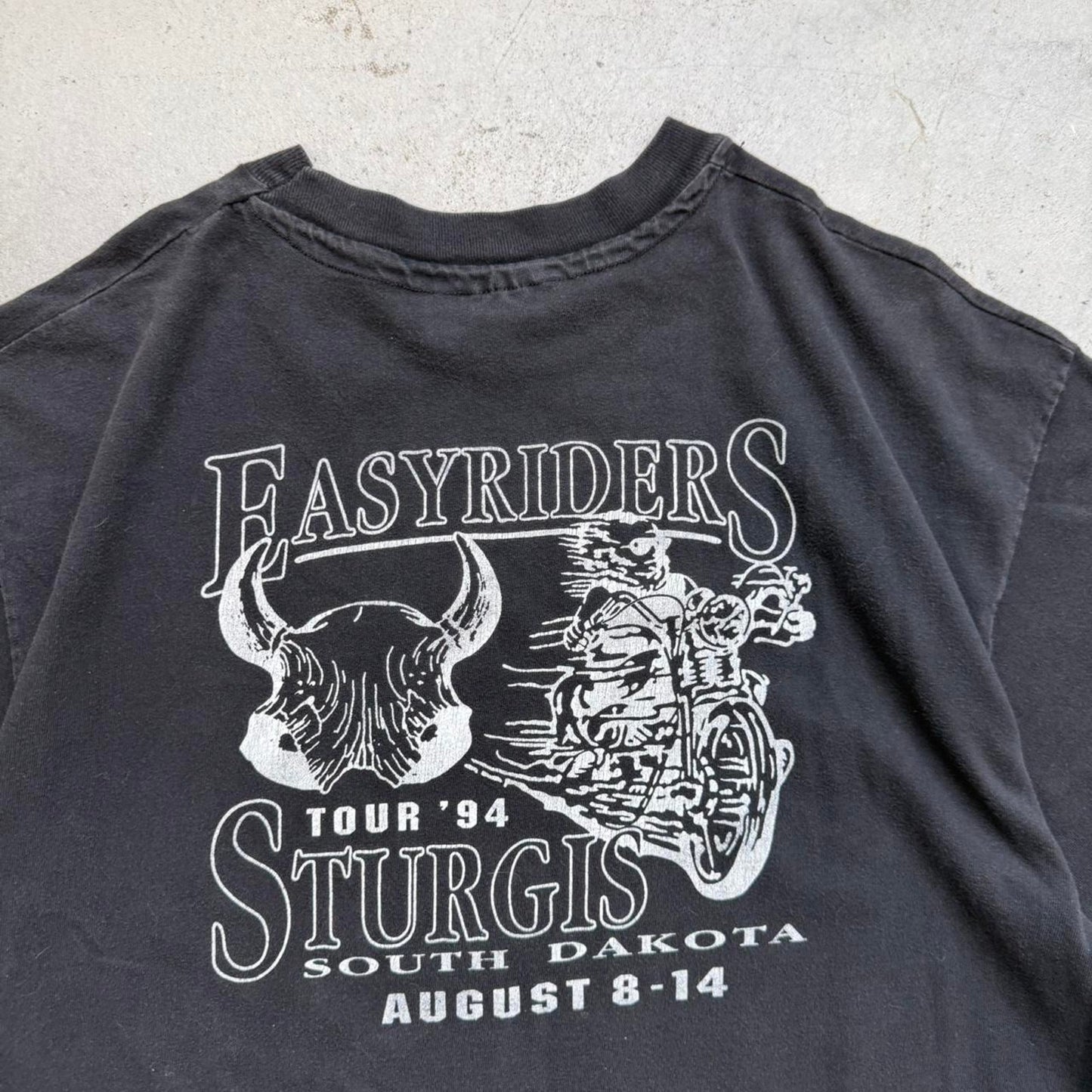 Vintage 1994 Sturgis Easyriders Flame Skull Biker T-Shirt - Large
