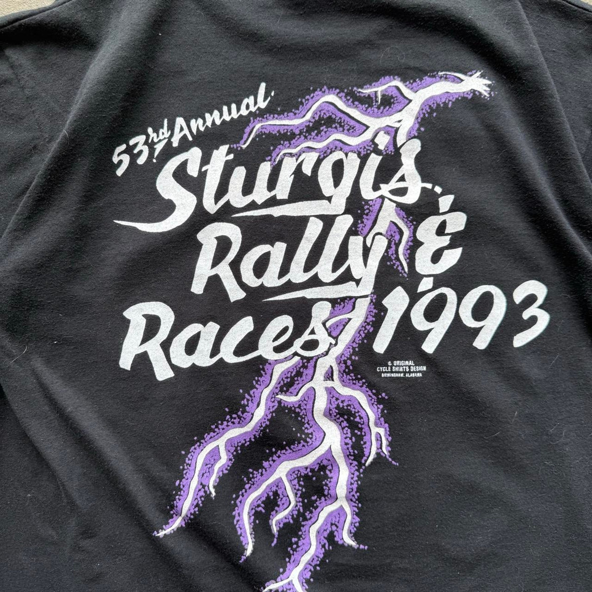 Vintage 1993 Sturgis Motorcycle Rally Lightning Biker T-Shirt - X-Large