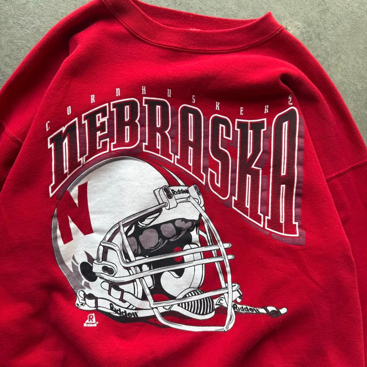 Vintage 90s Nebraska Huskers Helmet Crewneck - X-Large
