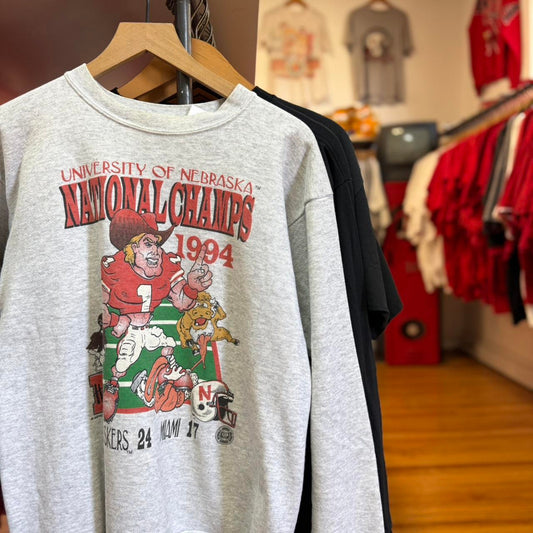 Vintage 90s Nebraska Huskers National Champs Cartoon Crewneck