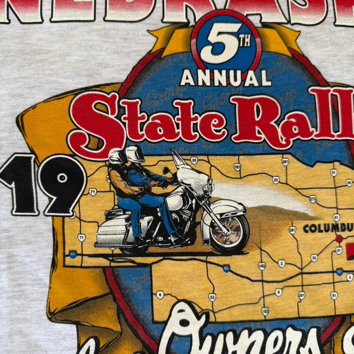 Vintage 90s Nebraska State Rally Harley Davidson Motorcycles Biker T-Shirt - XX-Large