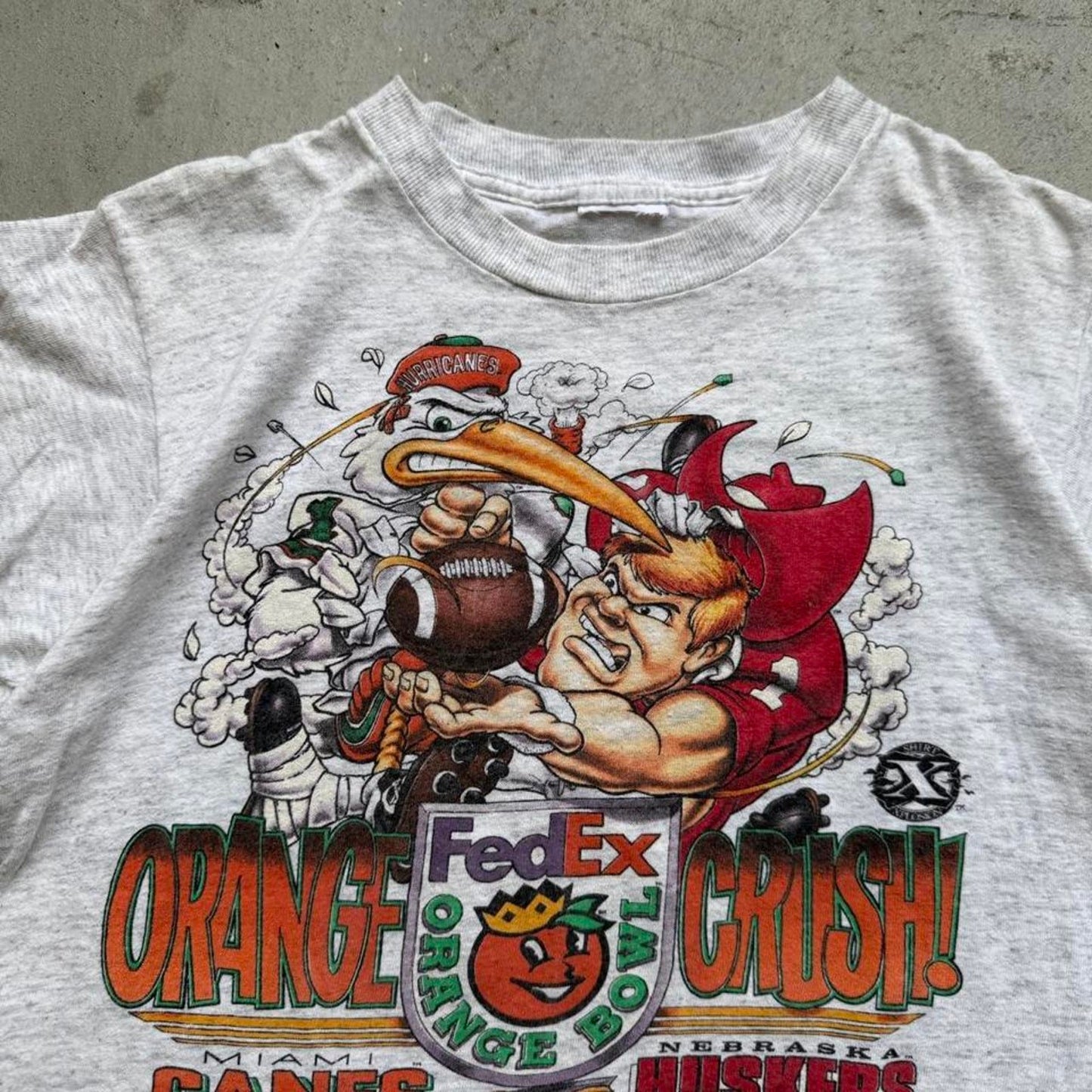 Vintage 90s Nebraska Huskers Orange Crush FedEx T-Shirt -  Kids Large