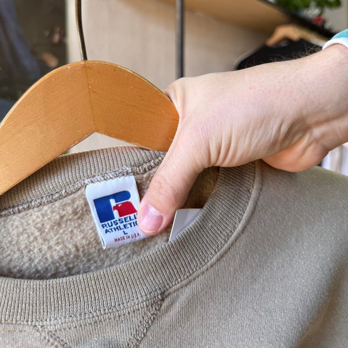 Vintage 90s Earth Tone Tan Russell Athletic Crewneck - Large