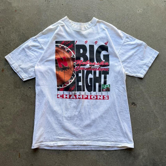 Vintage 90s Nebraska Basketball Big Eight Champions T-Shirt - X-Large