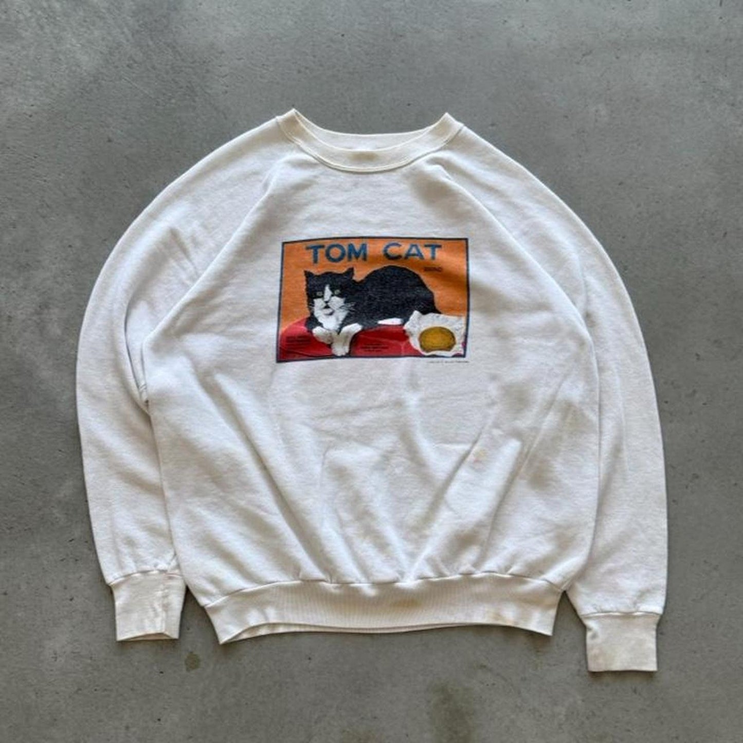 Vintage 80s Tom Cat Animal Art Crewneck - X-Large