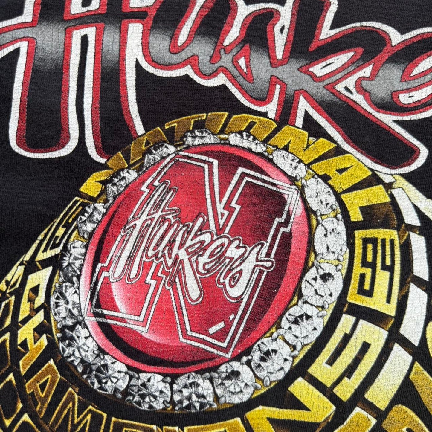 Vintage 90s Nebraska Huskers Championship Ring T-Shirt - X-Large