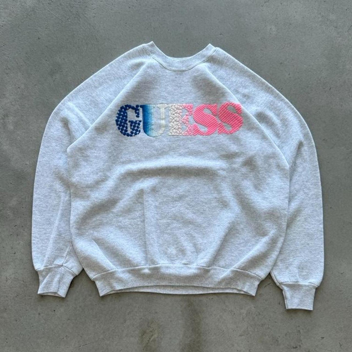 Vintage 90s Guess Originals Ombré Puff Print Crewneck - X-Large