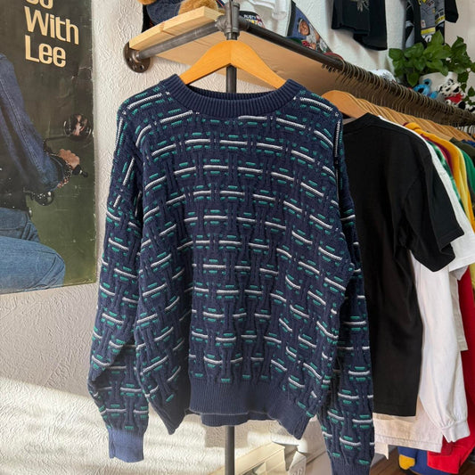Vintage 90s Patterned Knit Sweater - X-Large