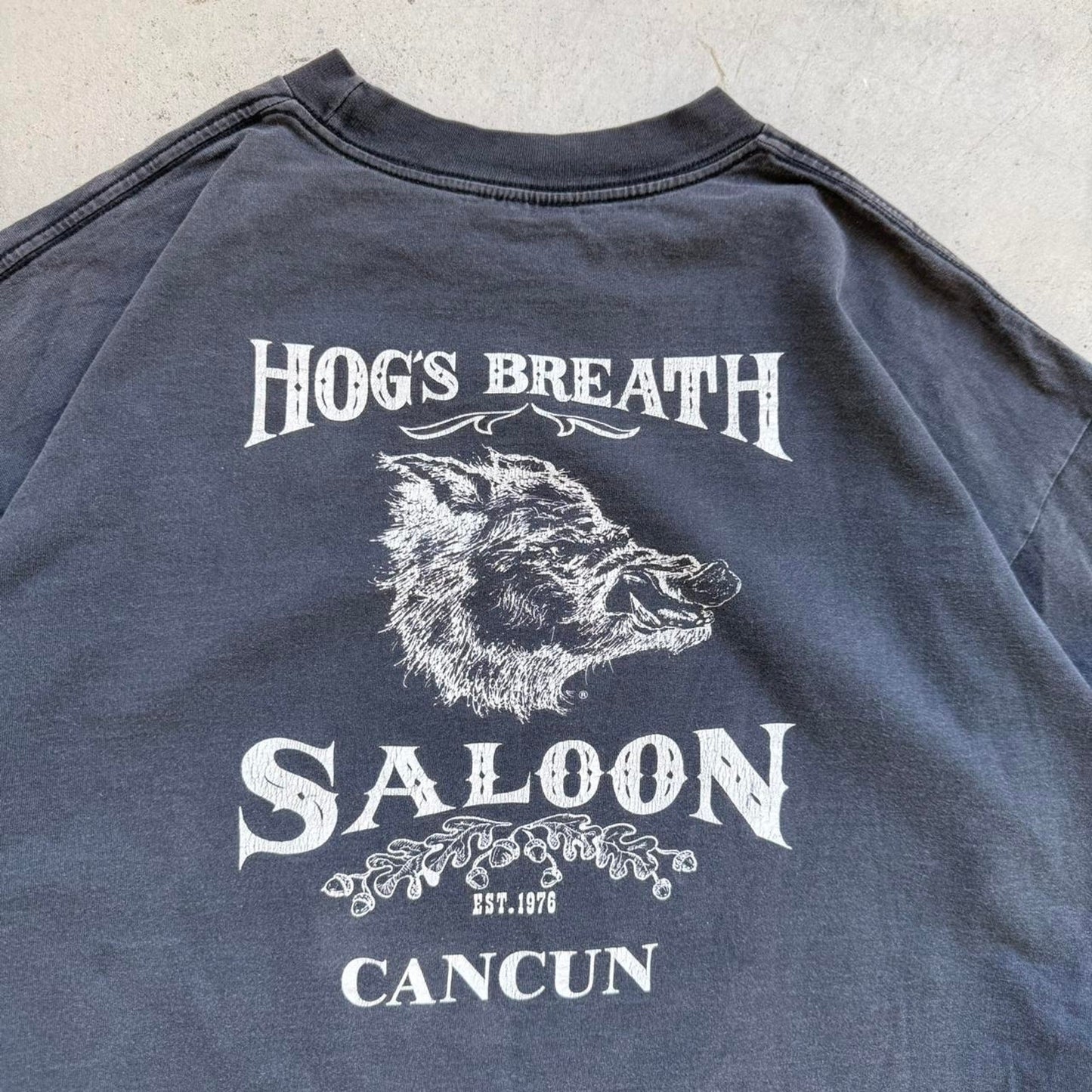 Vintage 90s Hogs Breath Saloon Cancun Motorcycle Biker T-Shirt - X-Large