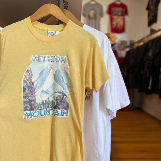 Vintage Get High on a Mountain Weed Joke T-Shirt