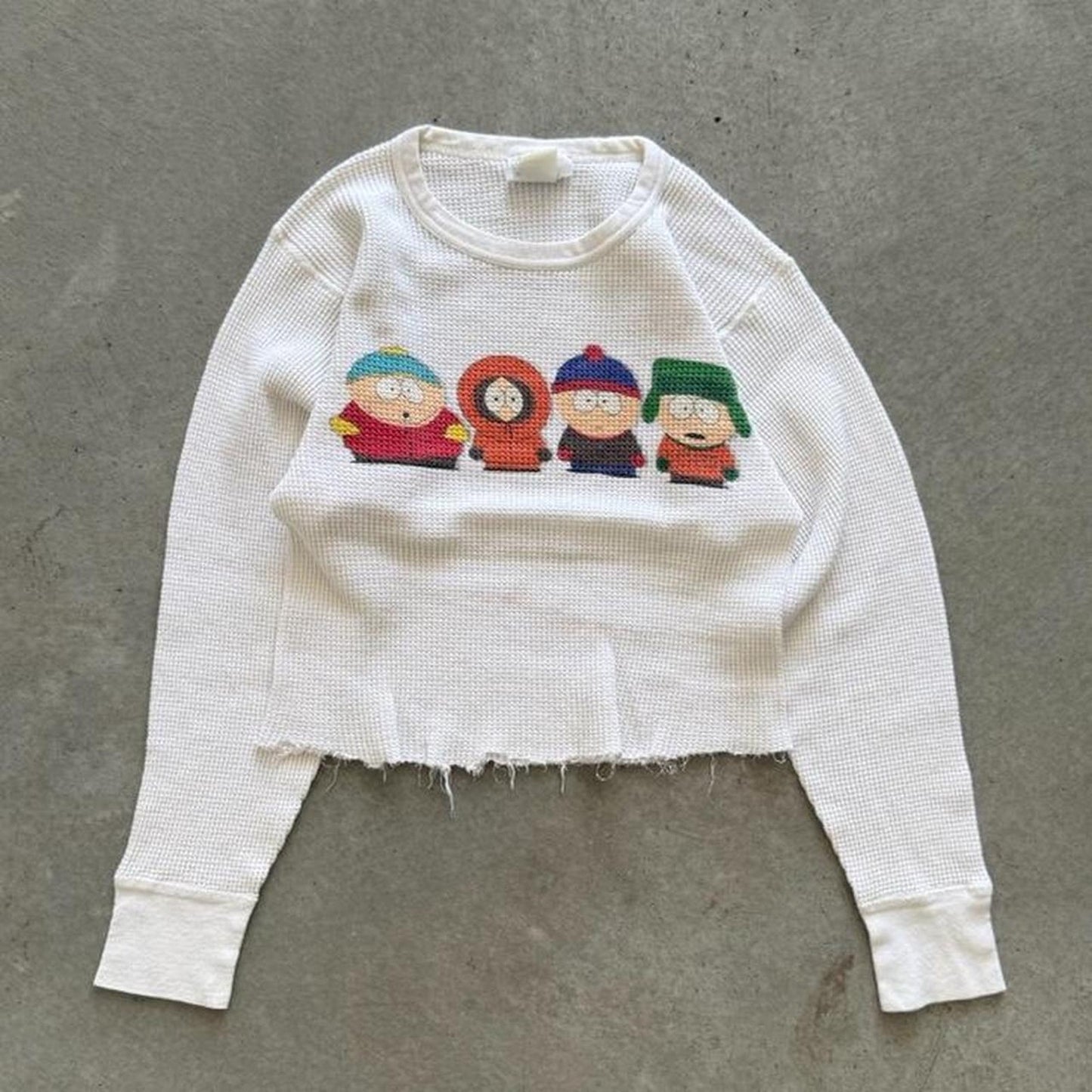 Vintage 90s Crop Thermal South Park Characters Shirt - Large (W)